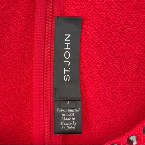 St. John Santana Knit Evening Red Formal Gown Mermaid Cap Sleeve Sz 2 - Picture 3 of 11